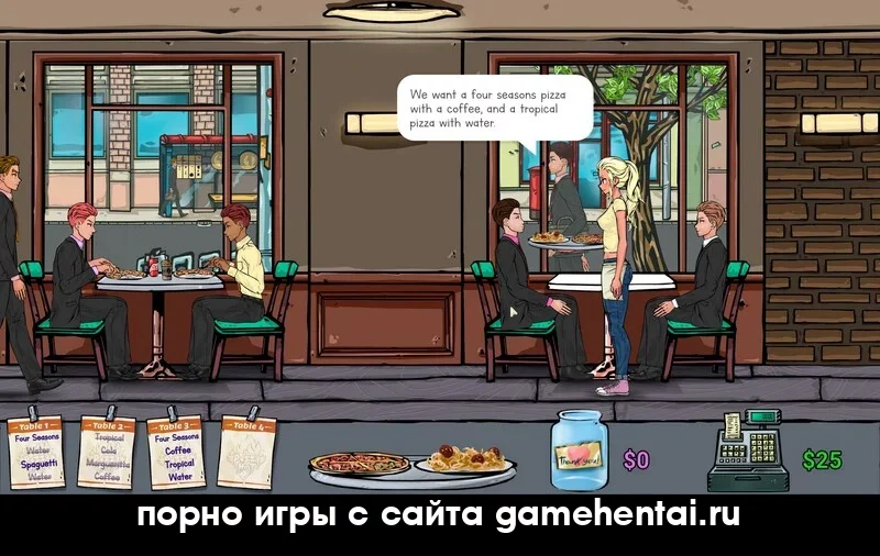 сцена коррупции студентки в хентай игре Пицца Хот на андроид