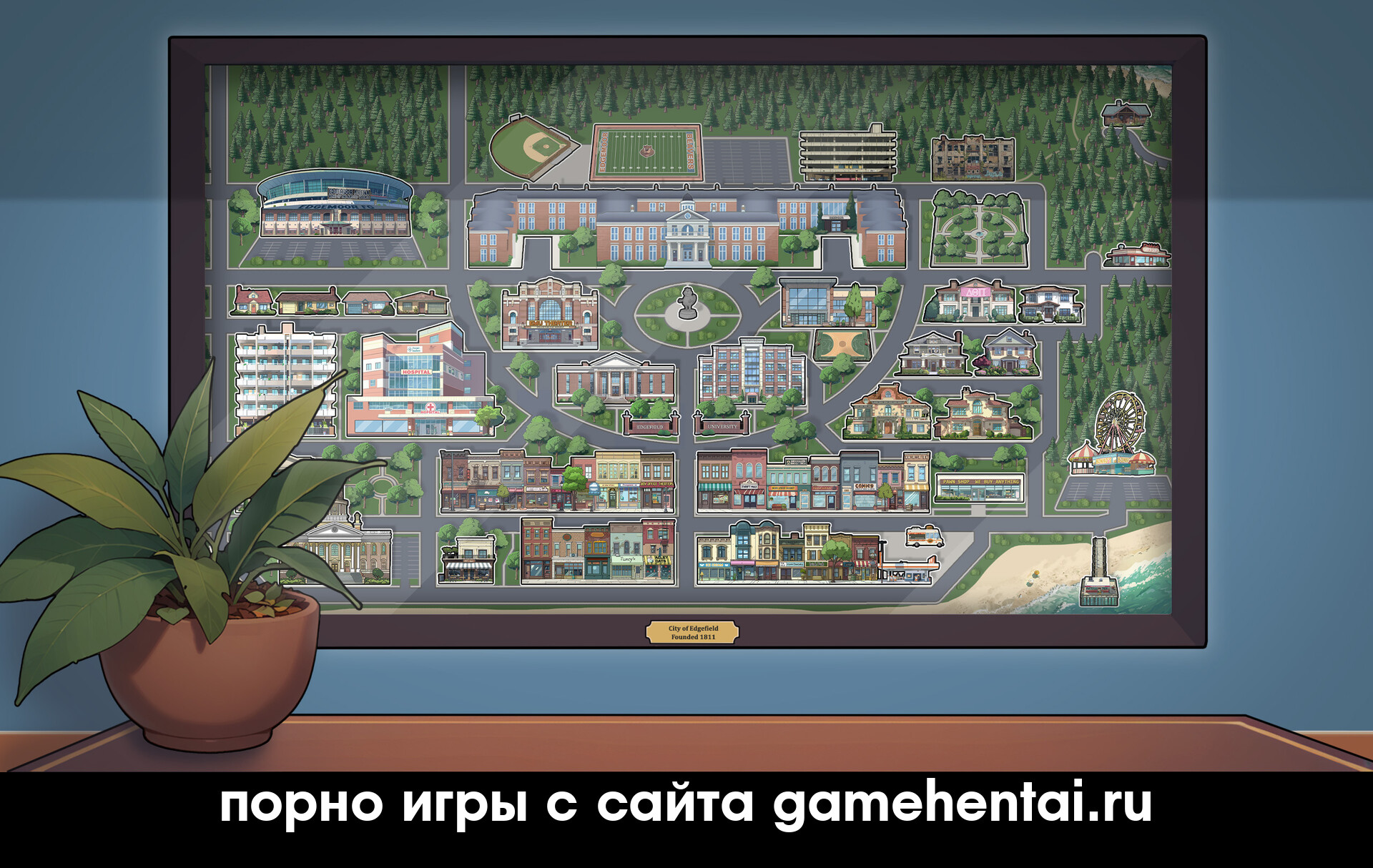 Анимированная сцена с милфой в хентай игре Эджфилд на андроид