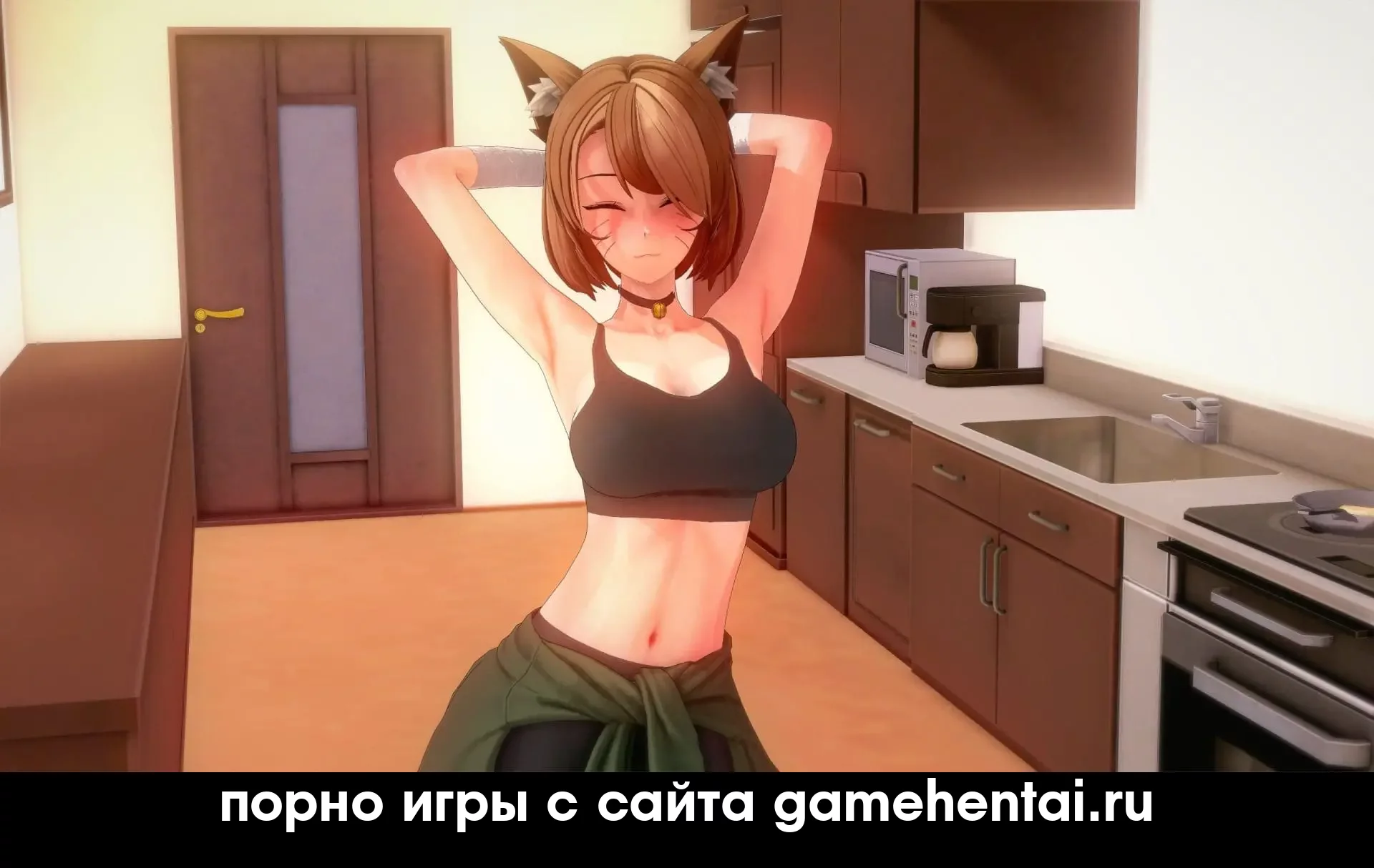 3д аниме игра фурри, иссекай аниме девушка стоит показывает грудь грязная фурри шлюха неко девушка авантюристка